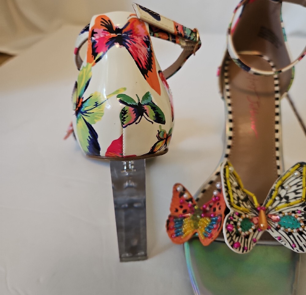 Betsey Johnson Multicolor Butterfly Ankle Strap Sandals, 7.5 - Picture 4 of 10